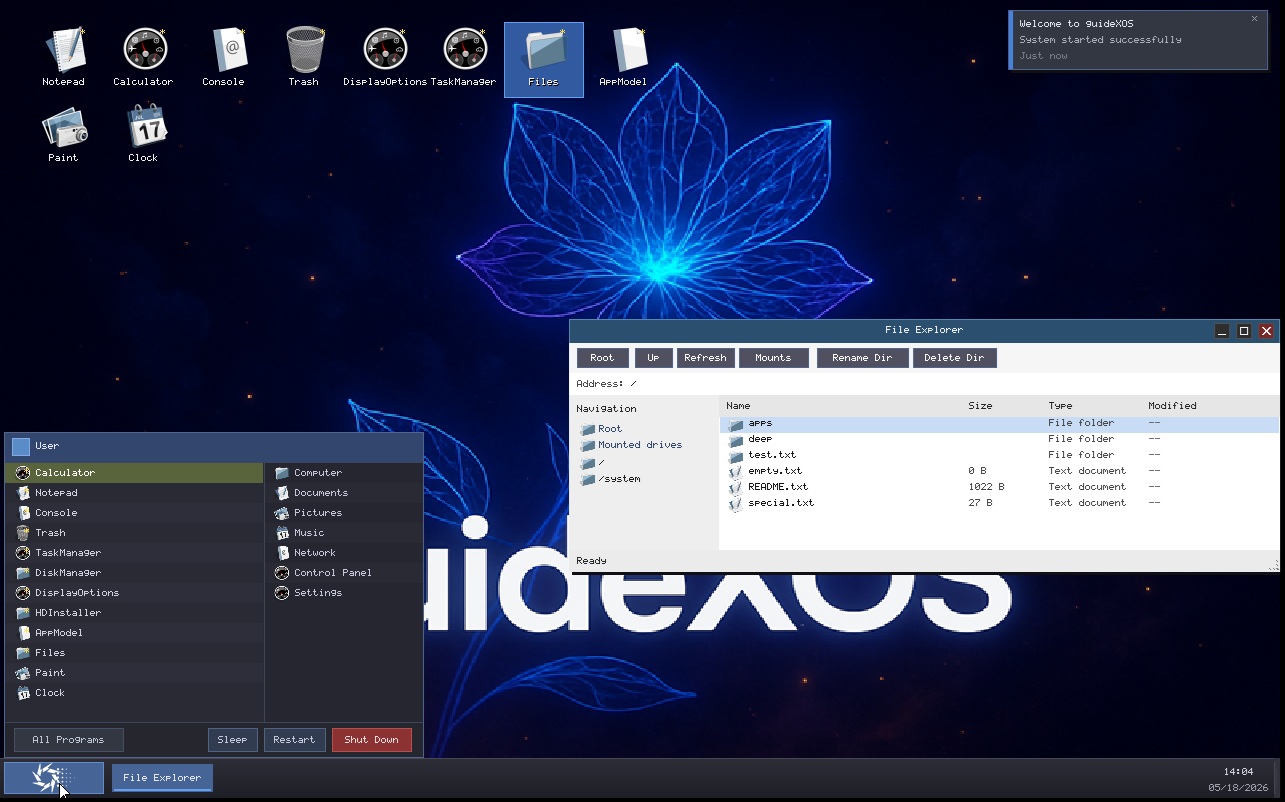 guideXOS Server desktop