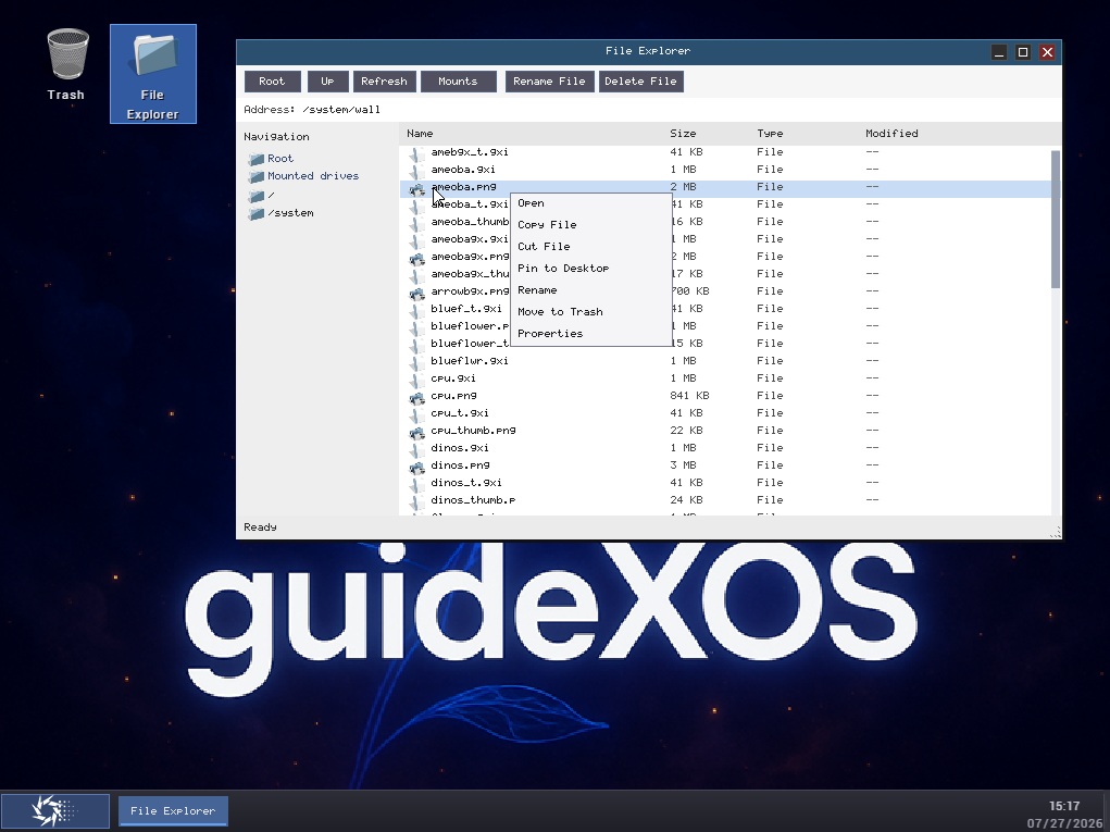 guideXOS Server File Explorer